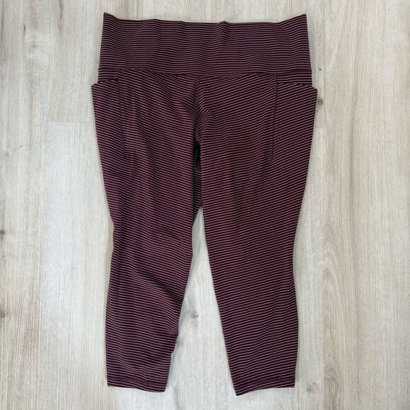 Athleta Salutation Stash Pocket II Textured 7/8 Tight Purple Pink Stripe Size XL - Picture 1 of 7